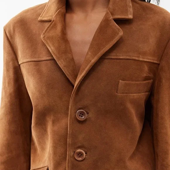 RAEY Boxy Suede Tailored Jacket 0 - Picture 4 of 5